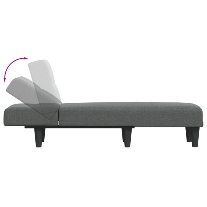 Chaise longue gris foncé tissu – Image 4