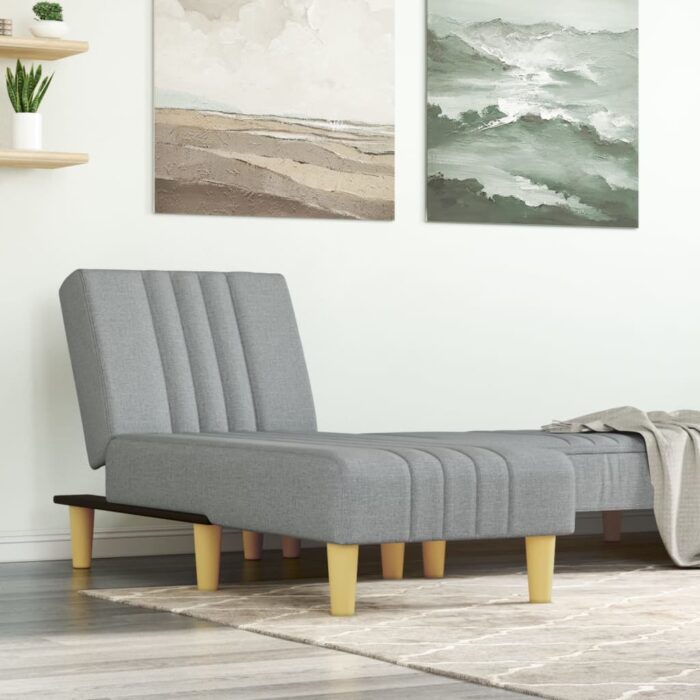 Chaise longue gris clair tissu – Image 1