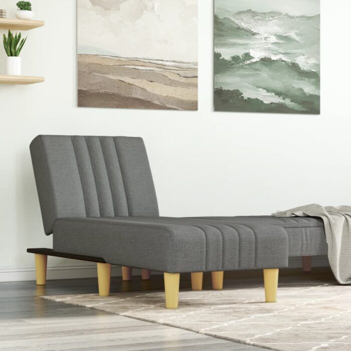 Chaise longue gris foncé tissu – Image 1
