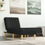 Chaise longue noir tissu