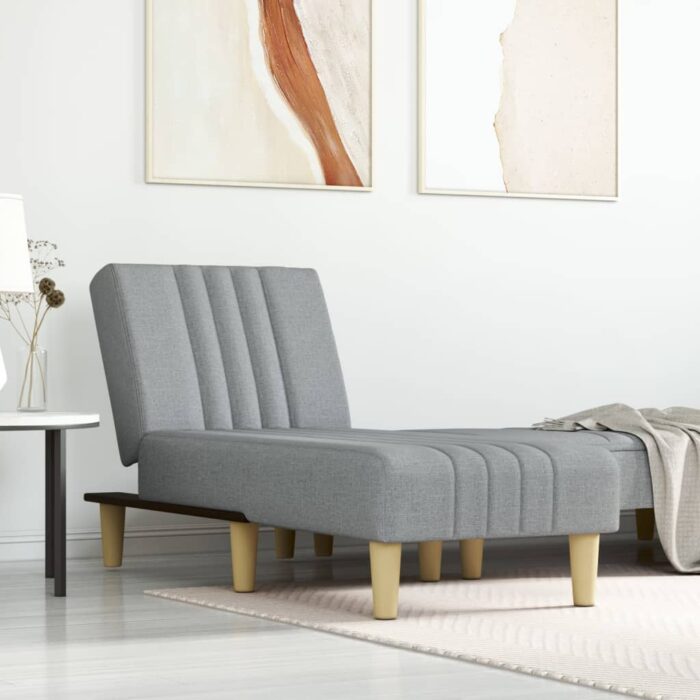 Chaise longue gris clair tissu – Image 1