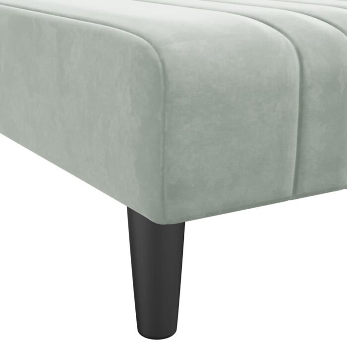 Chaise longue gris clair velours – Image 5