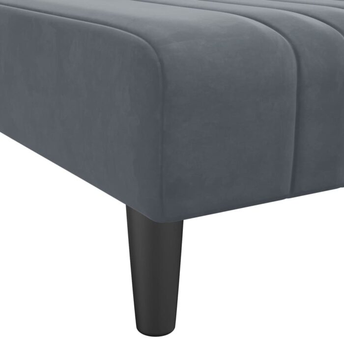 Chaise longue gris foncé velours – Image 5