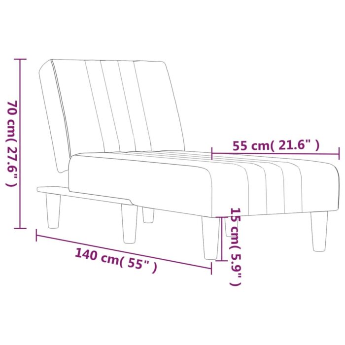Chaise longue gris foncé velours – Image 7