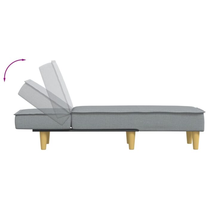 Chaise longue gris clair tissu – Image 4