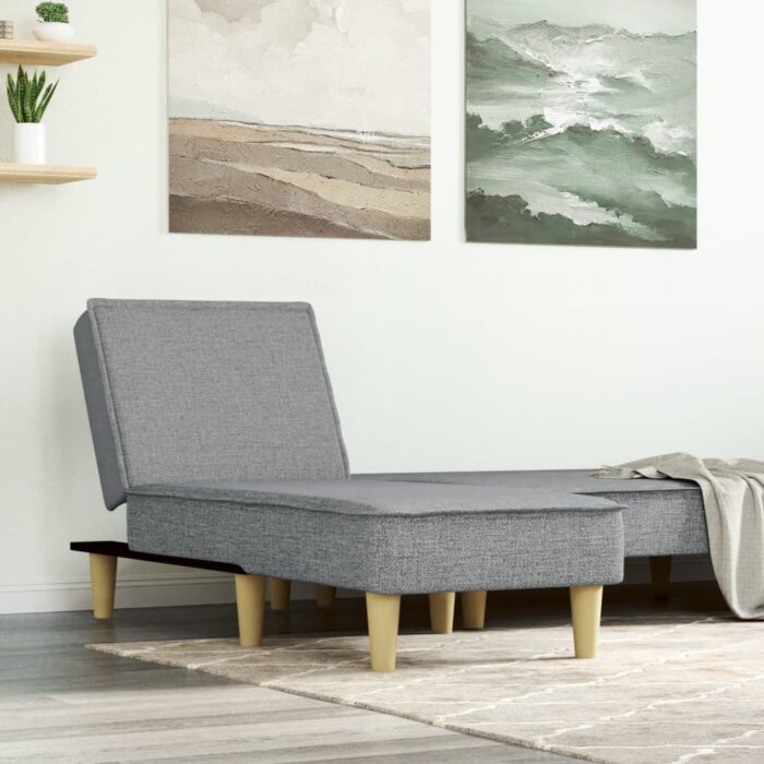 Chaise longue gris clair tissu – Image 1