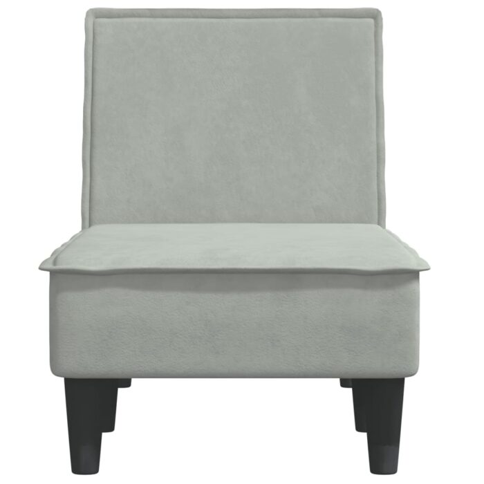 Chaise longue gris clair velours – Image 2
