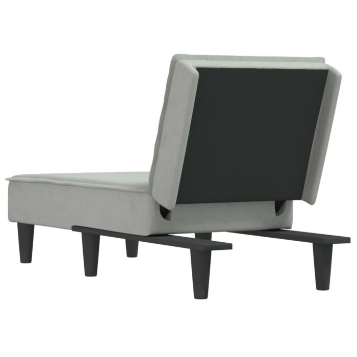 Chaise longue gris clair velours – Image 3