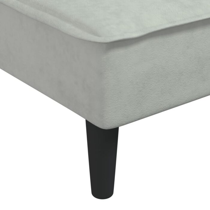 Chaise longue gris clair velours – Image 5