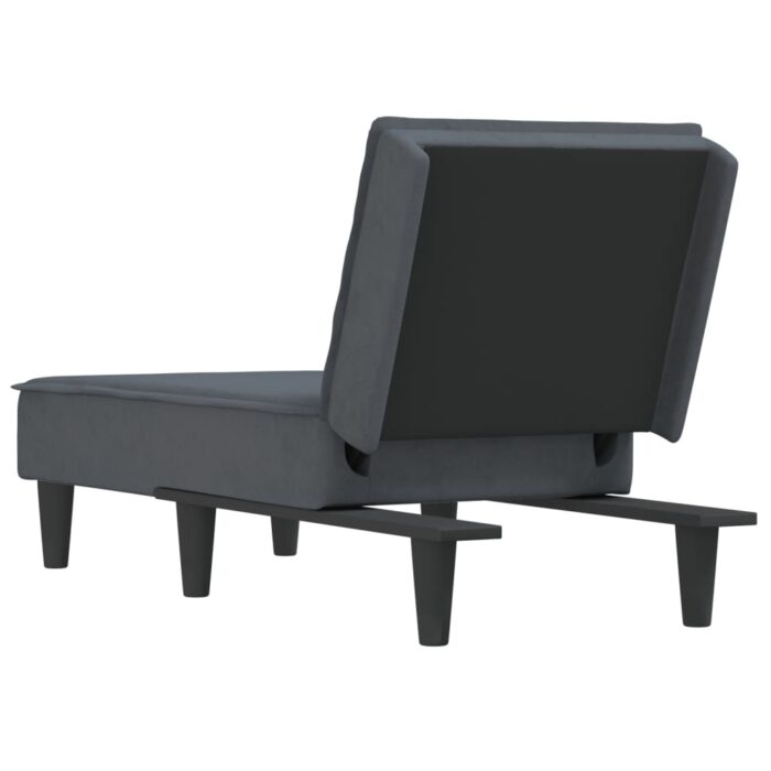 Chaise longue gris foncé velours – Image 3