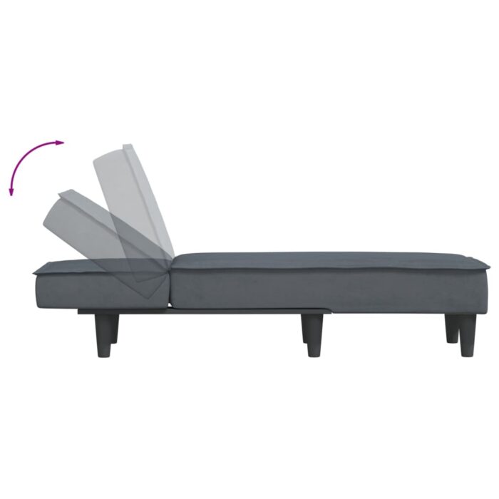 Chaise longue gris foncé velours – Image 4