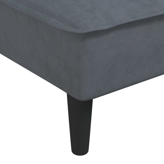 Chaise longue gris foncé velours – Image 5