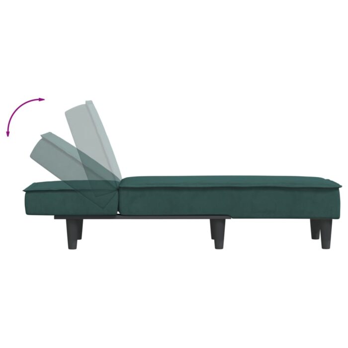 Chaise longue vert foncé velours – Image 4