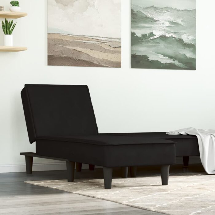 Chaise longue noir velours – Image 1