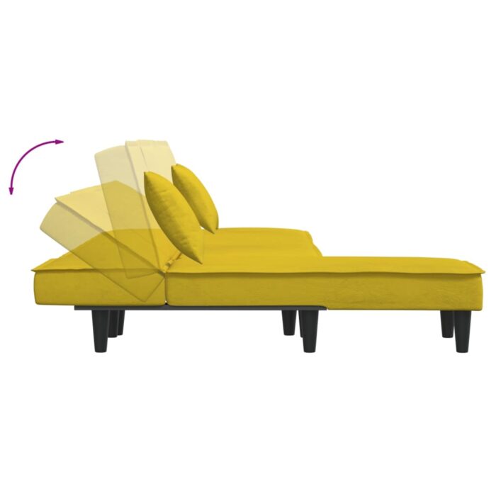Chaise longue jaune velours – Image 4