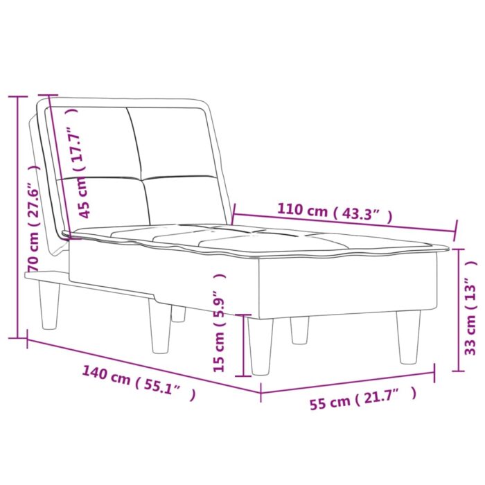 Chaise longue gris clair tissu – Image 8