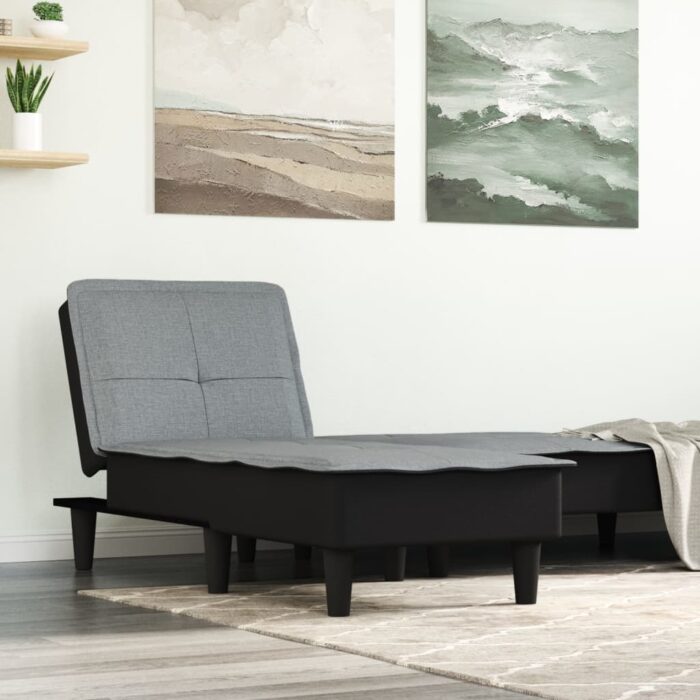 Chaise longue gris clair tissu – Image 1