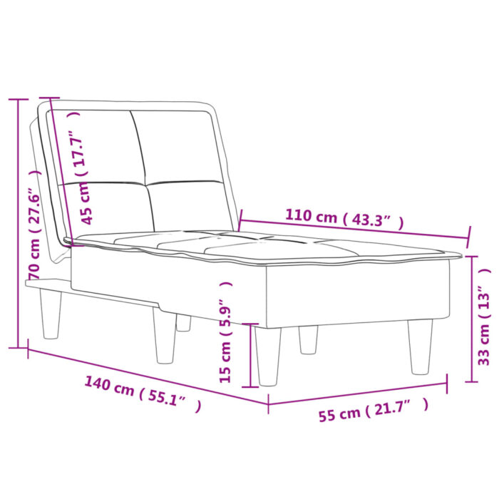 Chaise longue gris foncé tissu – Image 8
