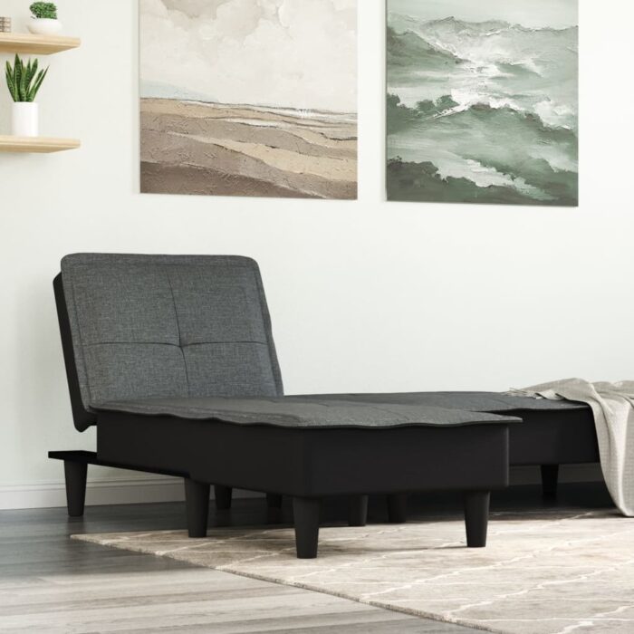 Chaise longue gris foncé tissu – Image 1