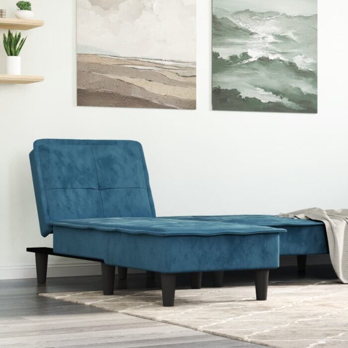 Chaise longue bleu velours – Image 1