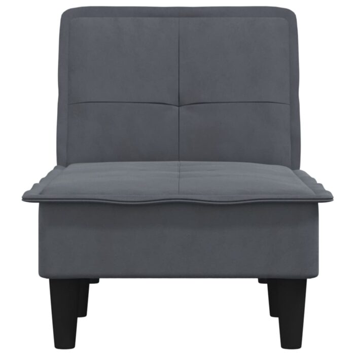 Chaise longue gris foncé velours – Image 2