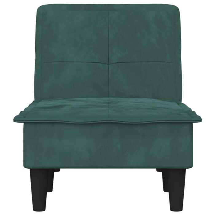 Chaise longue vert foncé velours – Image 2