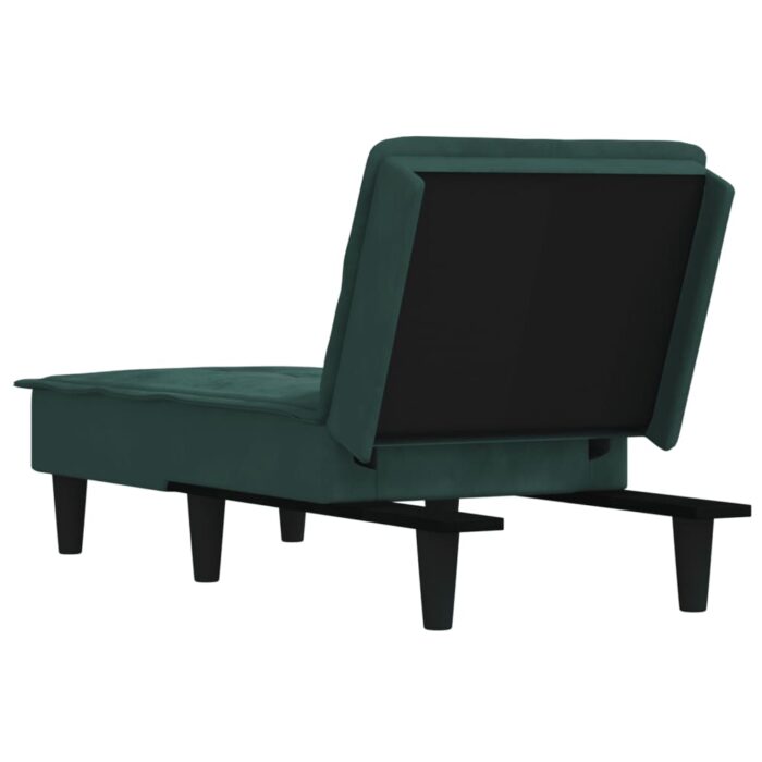 Chaise longue vert foncé velours – Image 3