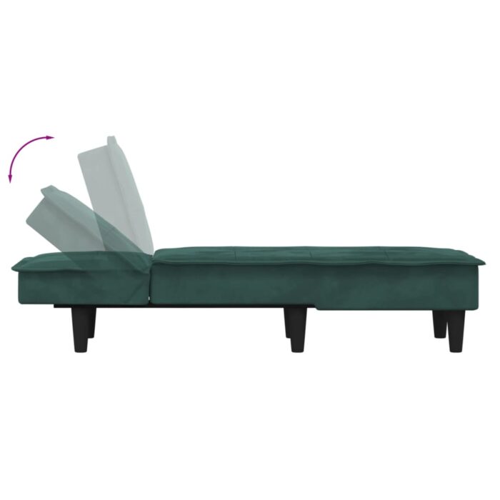 Chaise longue vert foncé velours – Image 4