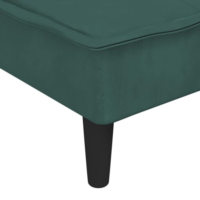 Chaise longue vert foncé velours – Image 5