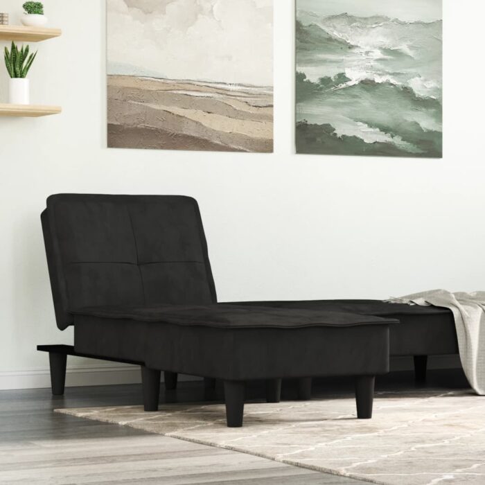 Chaise longue noir velours – Image 1