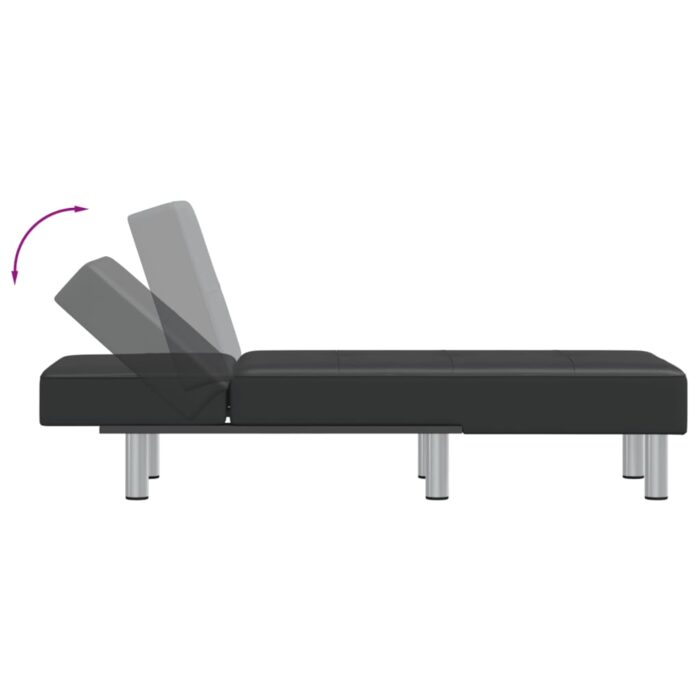 Chaise longue noir similicuir – Image 4