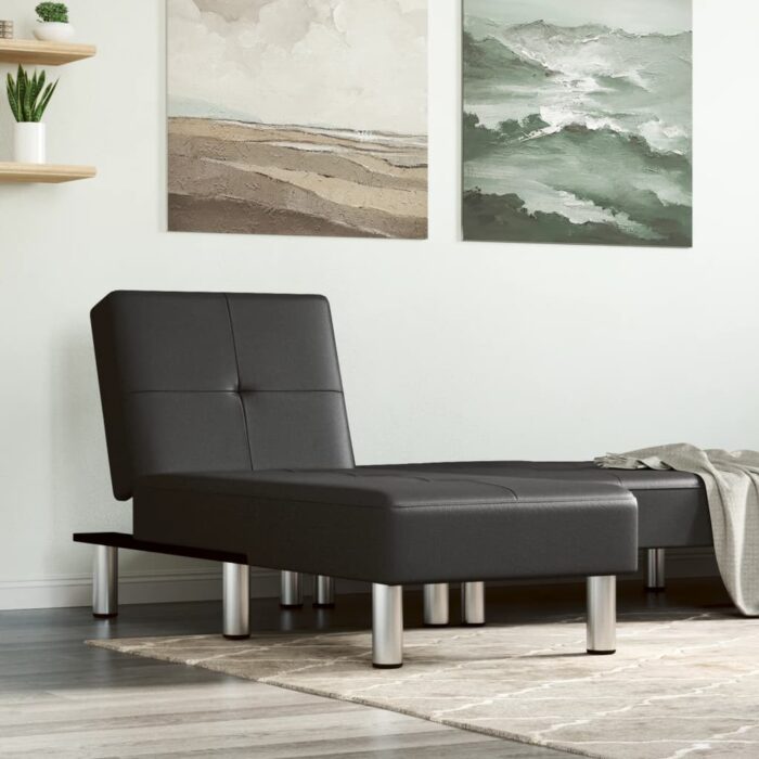 Chaise longue noir similicuir – Image 1