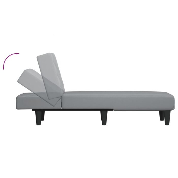 Chaise longue gris clair tissu – Image 4