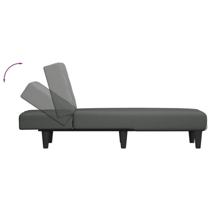Chaise longue gris foncé tissu – Image 4