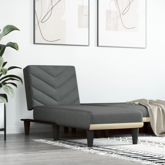 Chaise longue gris foncé tissu – Image 1