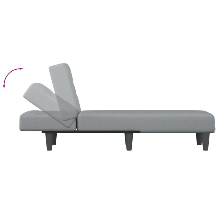 Chaise longue gris clair tissu – Image 4