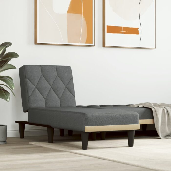Chaise longue gris foncé tissu – Image 1