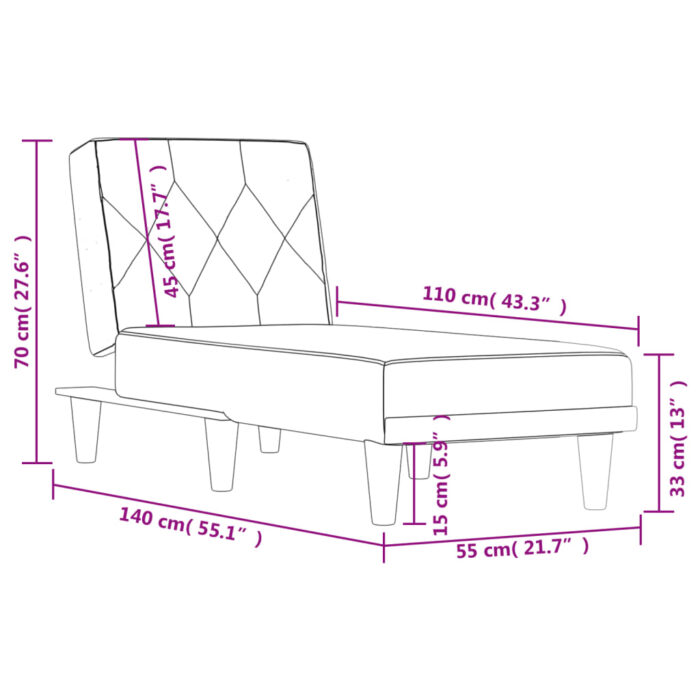 Chaise longue noir tissu – Image 7