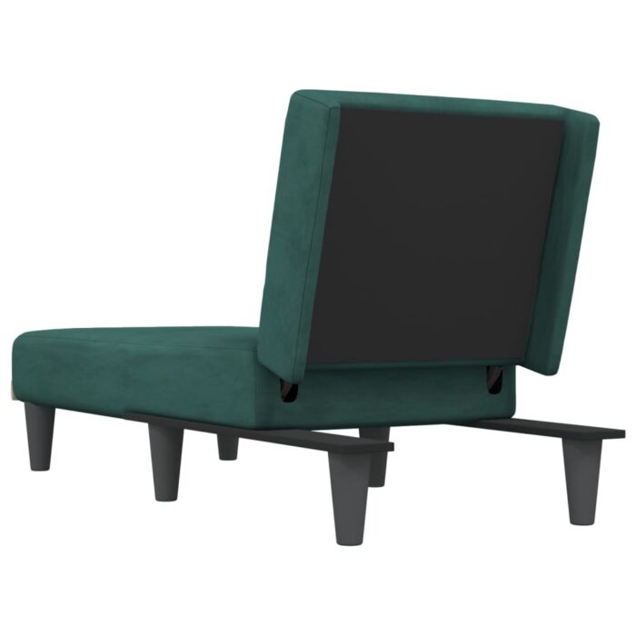 Chaise longue vert foncé velours – Image 3
