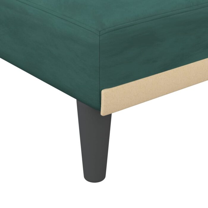 Chaise longue vert foncé velours – Image 5