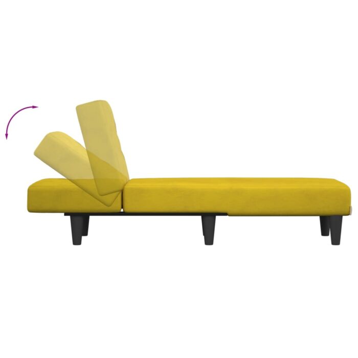 Chaise longue jaune velours – Image 4
