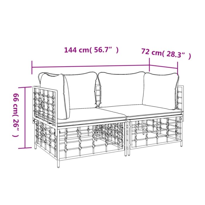 Canapés d'angle sectionnels avec coussins 2 pcs résine tressée – Image 5