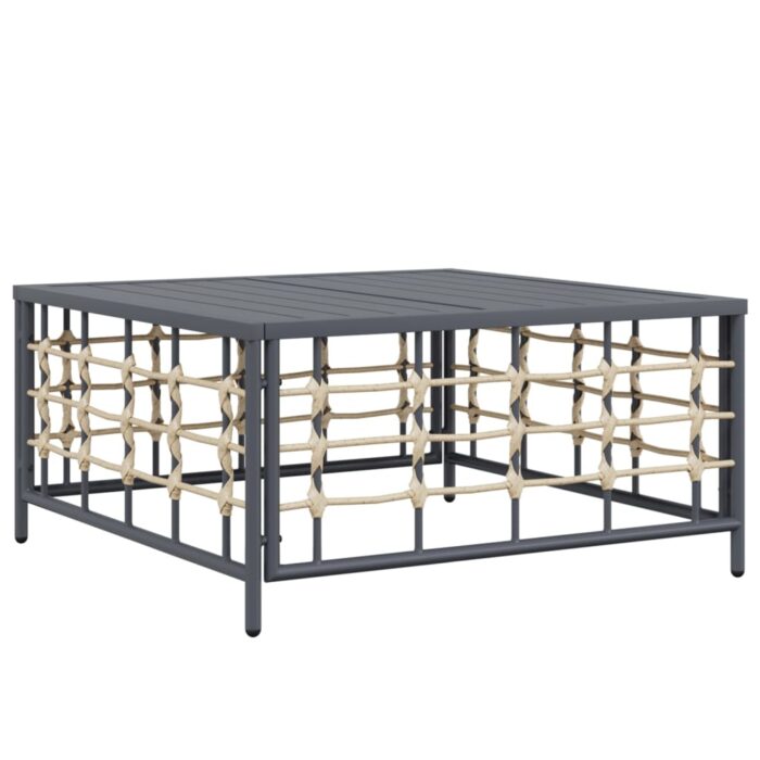 Salon de jardin 3 pcs avec coussins anthracite résine tressée – Image 3