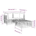 Salon de jardin 3 pcs avec coussins anthracite résine tressée – Image 6