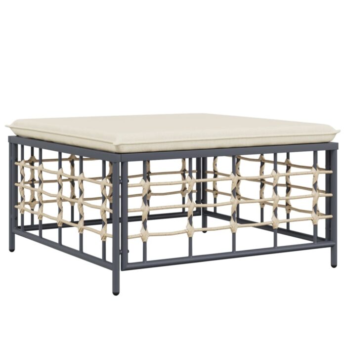 Salon de jardin 3 pcs avec coussins anthracite résine tressée – Image 4