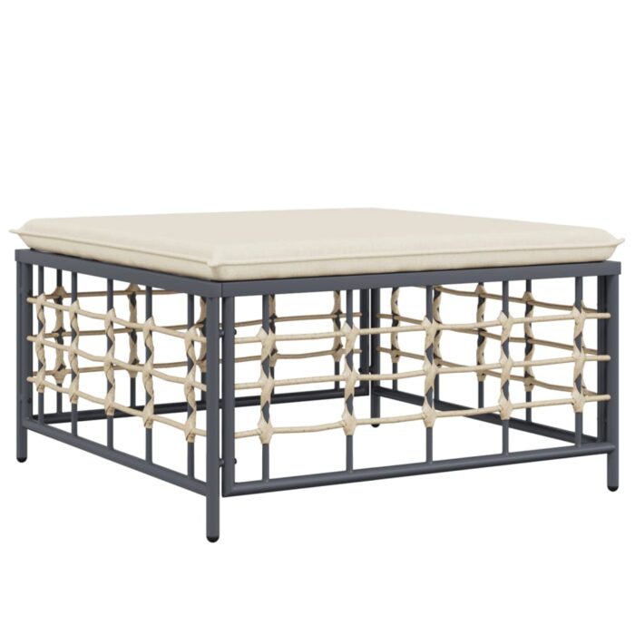 Salon de jardin 5 pcs avec coussins anthracite résine tressée – Image 4