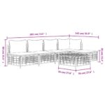 Salon de jardin 6 pcs avec coussins anthracite résine tressée – Image 8