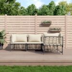 Salon de jardin 4 pcs avec coussins anthracite résine tressée