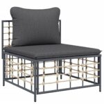 Salon de jardin 5 pcs avec coussins anthracite résine tressée – Image 3