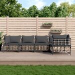 Salon de jardin 5 pcs avec coussins anthracite résine tressée